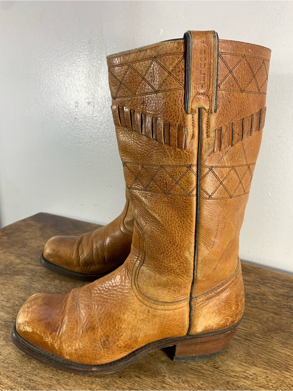 Boulet vintage 70s distressed leather western cowboy boots